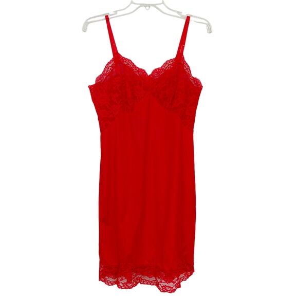 Vintage Vanity Fair Red Slip Dress Lingerie Sz 36 - Picture 1 of 6